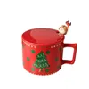 Tasses de Noël de Noël Creative en céramique avec cuillère de couvercle grande capacité tasse de bureau à la maison à la maison