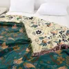 Japanische Wurfdecke Baumwolldoppelseitige Sofa -Abdeckung Nordisches Kissen Freizeitbett. Vier Jahreszeiten dünne Quilt 240325