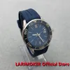 Нарученные часы Larimoker 2024 Design Leisure Fashion 41 мм стальные римские номера Япония NH35A Движение мужчины смотрят синий циферблат резиновый ремешок