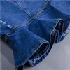 Girls Spring and Summer denim kjolar europeisk amerikansk stil casual korta kjolar med rufsade höftbarn barnkläder 240325