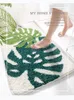 Tappetini da bagno Design Foglie verdi Microfibra assorbente TPR Supporto antiscivolo Lavabile in lavatrice Pianta a foglia Tappeto spesso Decor Tappeto