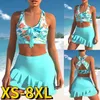 Dames badmode dames retro bikini strandpak zomer zwempak hoog taille tweedelig zwempak gestreepte bedrukte bloemenprint zwempak xs-8xl j240403