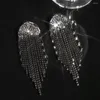 Stud Earrings Bling Zircon Rhinestone Claw Chain Luxury Exaggerated Ear Fashion Long Tassel Crystal Drop Dangle Earring Women