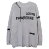 Herrenpullover Loch gestrickt Männer Skelettbriefmuster Pullover Mode Harajuku Casual Acersizesie Streetwear Punk Sweater