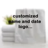 Asciugamano 2 pcs puro cotone bianco addensato el platino ricamo forgiato nome logo personalizzato e appuntamento regali decorazione del matrimonio