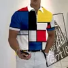 Mens Lapel Polo Zip Polo Shirt Golf Shirt Plaid/Kontrollera grafiska tryck Geometri TurnDown Designer 3D Kläder Golf Shirt 240320