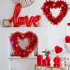 Fleurs décoratives Love Heart Wreath Happy Valentine Day Garlands Garlands Wall Decor Wedding For Weedings Room With LED Lights