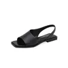 Designerinnen Frauen Sandalen mit Schuhen Schlangendruck Folie Sommer breiter flacher Sandalen Retro Sandalen Frauen Weichgesicht Schafsleder Quadrat Zehen Offener Zehen flache Sandalen