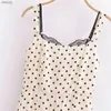 Urban Sexy Dresses Zach Ailsa 2024 Spring New Womens Retro Polka Dot Print Sexy Lace Fake Lace Two Piece Sling Dress Y240402