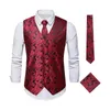 Coletes masculinos homens colete casaco elegante caju porca impressão colete conjunto com negócio gravata lenço v-pescoço design único breasted para a primavera