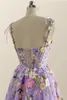 Party Dresses Bafftafe Lavender Floral Short Prom Corset Back Fitted Bones Embroidery Straps Formal Occasion Gowns 2024