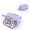 Torby duża pojemność szkolna etui dla dziewcząt Pencilase Three Zipper Big Pigarery Pen Box Organizer Bag Cosmetic torebki