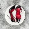 Сапоги черная патентная кожа Женщина Женская лодыжка для ремня шпильки насосы заостренные ноги с сексуальными туфлями на высоком каблуке 8 см 10 см 12 см настройки 3346