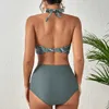 Swimwear féminin High Waited Bikini 2023 FEUILLES FEUX SOWSUIT SOSSUSU SOSPENDRE V BASSUE V PUSH BIKINI Set plage Suite de plage Brésilien J240403