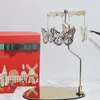 Ljushållare karusell rotary snurrande tealight hållare stativ med bricka rostfritt stål vindklocka