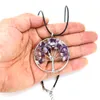 Colliers pendants Stone Crystal Charms Copper Twine Tree of Life Wrap Wrap Amethyst Tiger Eye Rose Quartz Bijoux en gros