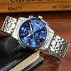 Armbanduhr Männer Luxus -Stahlband mit Sapphire Glass Mirror Armbandwatch Business Watch Single Calendar Nightlight wasserdicht