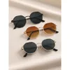 3st kvinnor geometrisk ram metall personlighet vintage solglasögon för utomhus dagliga resor UV -skyddstillbehör
