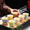 Teaware -sets 6 -stks/set email keramische theekop set gegrilde bloemkom meester hoed Chinese theekopje geschenkdoos