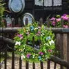 Fleurs décoratives porte d'entrée couronne de printemps guirlande signe artificiel décoration rustique bienvenue avec papillon