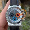 Diw Monacos Quartz Carbon SA4130 Автоматический хронограф мужские часы n6f v2 белый синий оранжевый цифер