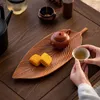 TEA TRAYS 1 PCS Fruktplatta Träblad Form Formuppfriskningsbricka Dessert Snack Japanese Style Bread Decoration