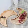 Decorative Figurines Y1UB Wooden Serving Tray Rustic Tableware Dessert Dish Moon For Sun Jewelry