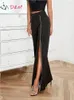 Damesbroeken DM Elegante High Street Fashion Taille Cut Split Dij Wijde Pijpen Pantalones De Mujer