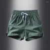 Short shorts de verão elástico de cintura alta alta bolsos sólidos