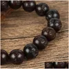 Bracelets de charme bouddhisme fait à la main Perle en bois des perles de bois om mani-padme hum