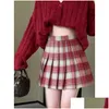 Röcke Herbst- und Winterkette hohe Taille Schlankung A-Line Plaid Plueckel College Wind Woll Büste Rock Frauen 210521 Drop Lieferung Appa DHXCs