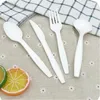 Wegwerplatwerk afbreekbare maïszetmeel servies Pizza theelepel lepel vork mes Mini Cutlery Festival 100pc/Lot Party Accessories