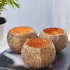 Decorative Plates Coconut Shell Wood Candle Holders (Set Of 3) With Scented Tealight Candles - Boho Decor Votive