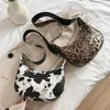 Bag mode leopard mönster kvinnor breda remmar messenger väskor pu läder damer axel kvinnliga hobos armhåla bolso mujer