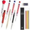 Pen Construction Woodworking Tool Set Solid Carpenter Pencils with Marker Refills and Carbide Scriber Tool Automatic Center Punch