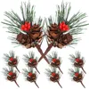 Fleurs décoratives 10pcs de Noël de Noël Pick Picks Berries Pinecones Tree pour bricolage de jardin de mariage (