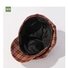 Bérets chapeaux octogonaux pour les femmes Plaid d'automne d'hiver Cap Vintage Beret Casual Simple Painter Femme