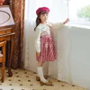 2022 Herumn Herbst New Children's Wear Girl's Gurt Red Plaid weiße Blume bestickte süße Mädchen Halbrock Korean Ausgabe