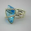 Anéis de banda 925 jóias prateadas 20x15mm Topázio azul anel de embalagem Jóias de pedras preciosas Pure Silver Rose Quartz preto ágata anel