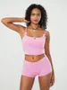 Thuiskleding Y2K Loungewear Dames Zomer Spaghetti Riem mouwloze crop top en lage taille shorts Twee -delige pyjama set slaapkleding