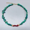 Colliers Irrégules Chrysocolla Rouge Coral Collier mixte Man Femme Rétro Charme Courts Accessoires Christmas Halloween Cadeau en gros