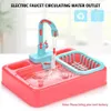 Kitchens Play Food Cute Kitchen Sink Toys Automatic Water Cycle System Play House Pretend Dishwasher Toy Role Play Toys For Girls Boys 3 Color 2443