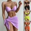 Chanshuang New Three Three Swimsuit Solid Bikini Womens Swimsuit Gathered Swimsuit Bikini6318