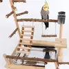 Другие птицы поставляют качание игрушки деревянные попугайные плей -стенд с жевальными бусинками Клетка Игровая площадка 230923 Drop Drhdue