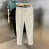 Pantaloni da uomo designer pantaloni casual abiti, ape ricamata a api coreana dritta gamba libera, stile business a coltura d2wt