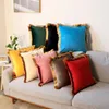 Pillow Gold Fringed Dutch Velvet Cover Linen Chair Sofa Bed Car Room Home Decor Wholesale MF485