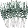 Decorative Flowers 8PCS Artificial Eucalyptus Leaves Greenery Stems With Frost For Vase Home Party Wedding Decoration Outdoor Garden