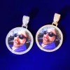 Halsband bubbla bokstav Anpassat fotonhalsband för män personliga medaljonger Bildhänge Solid Back AAAA Zircon Hip Hop Jewelry