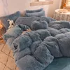 Super Shaggy sängkläder Set Luxury Winter Warm Mysig Mink Velvet Däcke täcker Bedark och örngott King Size Home Bed Linen Set 240326