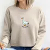 Aptal Kaz Crewneck Grafik Sweatshirt Kadınlar Kawaii Hayvan Hoodies o Boyun Unisex Jumperlar Uzun Kollu Sonbahar Kadın Giysileri 240326